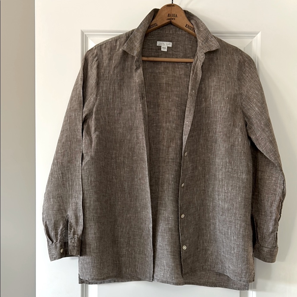 J Jill Love Linen Essential Shirt w Abalone Buttons w MEASUREMENTS! Sz Medium - Picture 6 of 14